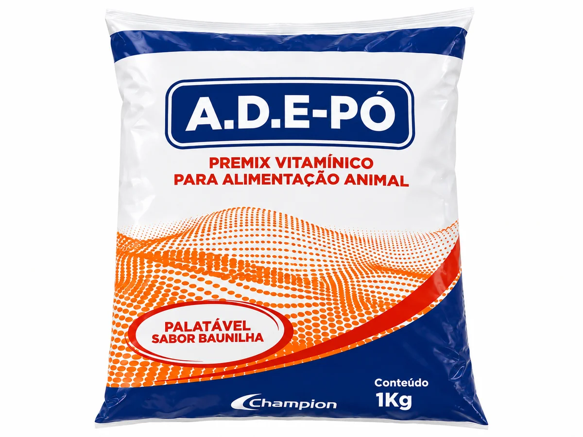 A.D.E-PÓ CHAMPION 1KG PREMIX VITAMÍNICO PARA ALIMENTAÇÃO ANIMAL