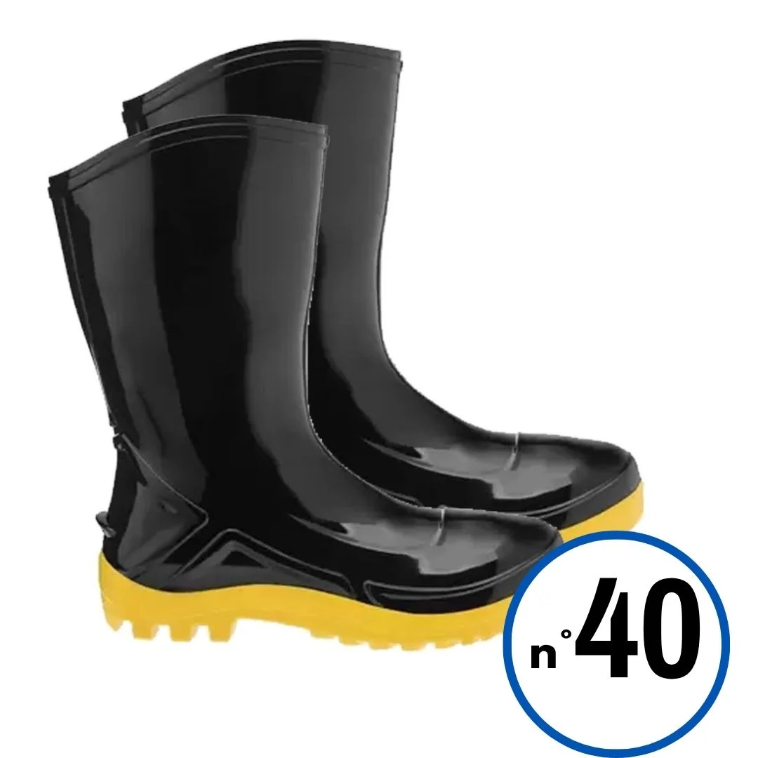 GALOCHA PVC C/MÉDIO PT/AM S/FORRO Nº 40