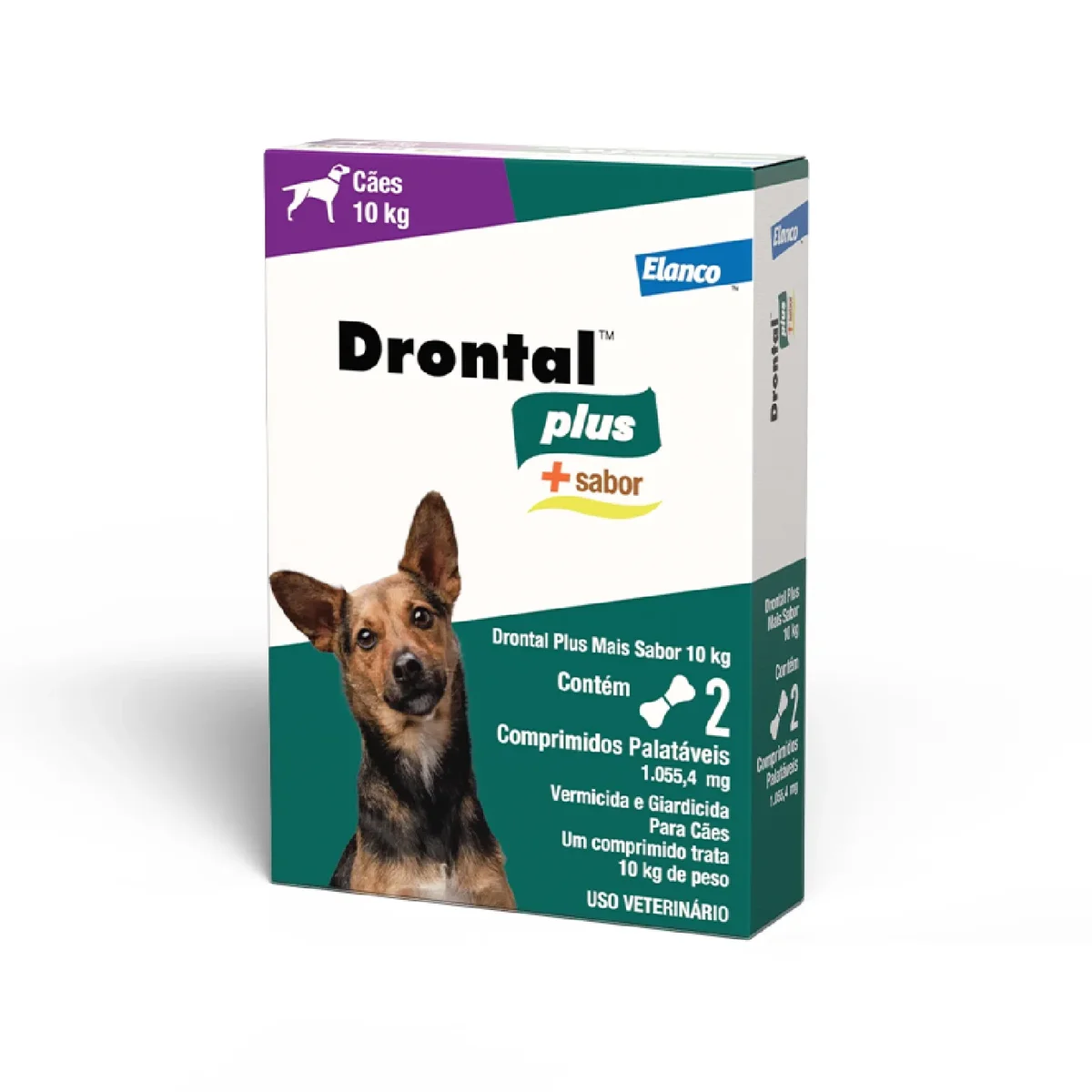 DRONTAL PLUS MAIS SABOR 10 KG VERMÍFUGO DE AMPLO ESPECTRO PARA CÃES - 2 COMPRIMIDOS