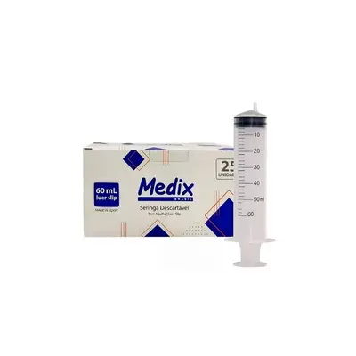 SERINGA 60ML S/AG LUER LOCK MEDIX