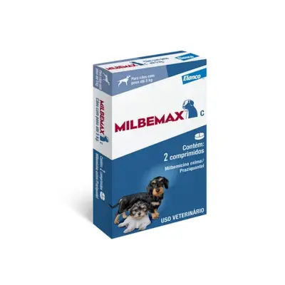 MILBEMAX CÃES (ATÉ 5KG) 2 COMPRIMIDOS